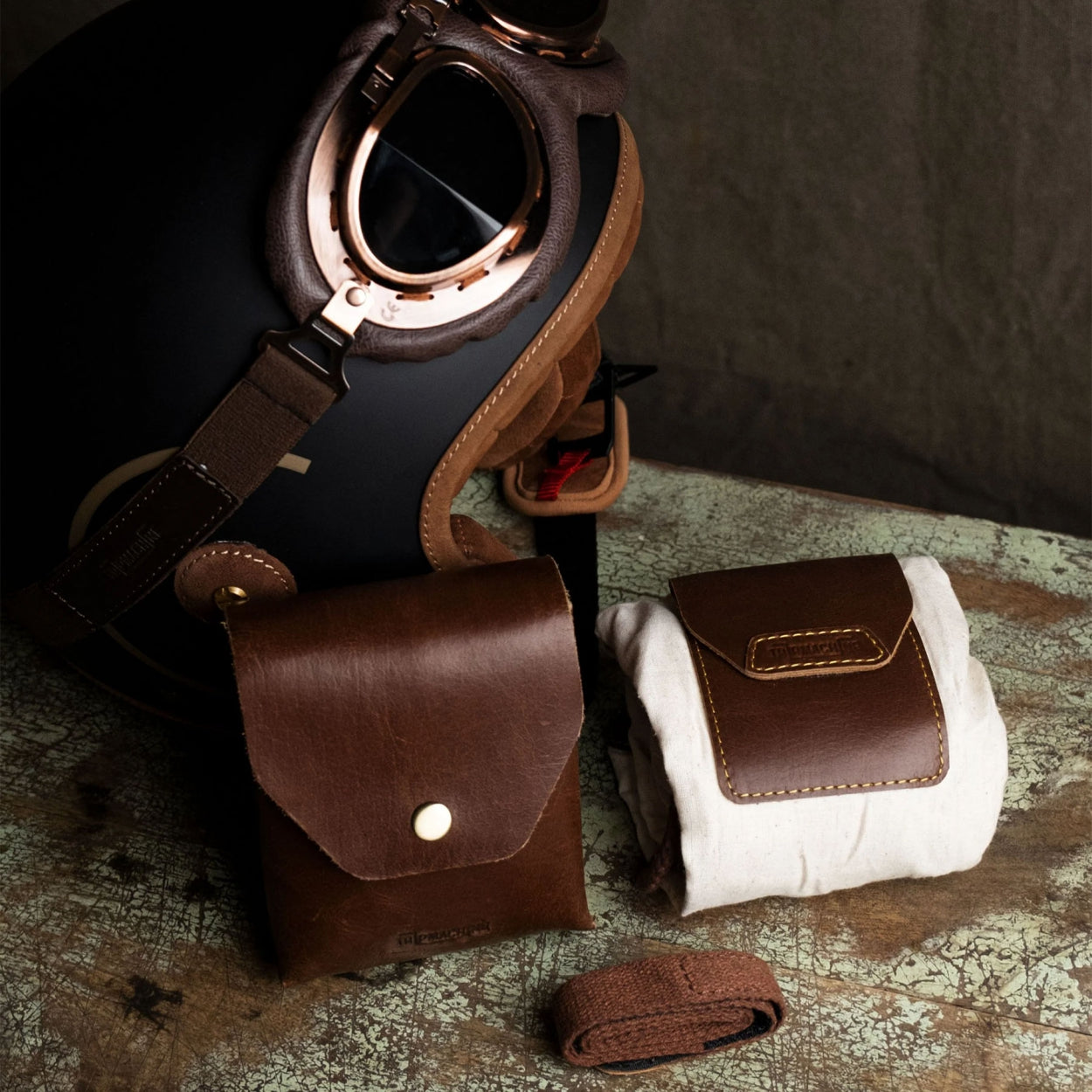 Trip Machine Trooper Helmet Bag - cognac