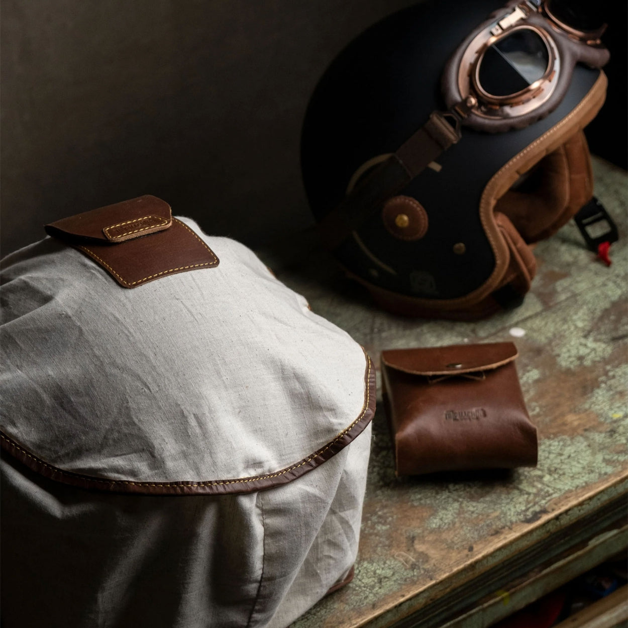 Trip Machine Trooper Helmet Bag - cognac
