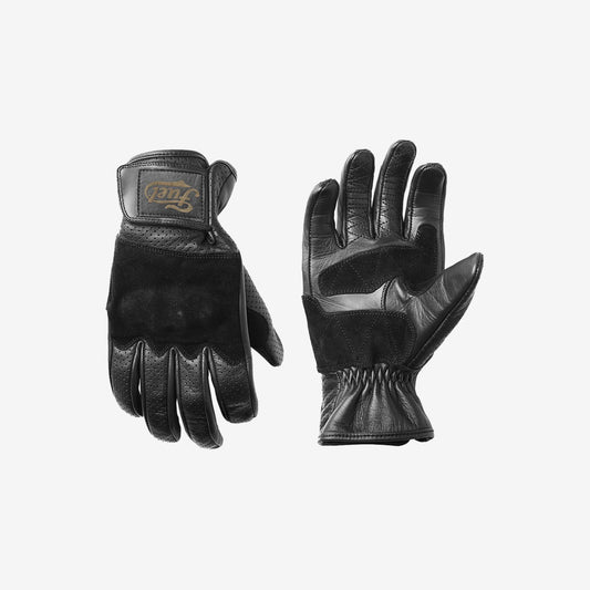 Fuel Motorcycle Rodeo Glove - black, Leder-Motorradhandschuhe mit Knöchelschutz