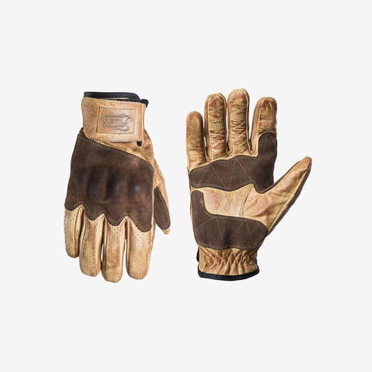 Fuel Motorcycle Rodeo Glove - yellow, Leder-Motorradhandschuhe mit Knöchelschutz