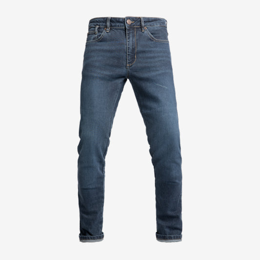 John Doe Pioneer Mono Slim Fit Motorradjeans - indigo. Einlagige- CE AAA-zertifizierte Slim Fit Motorradjeans mit dem höchsten Sicherheitslevel. Inkl. Knie- und Hüft-Protektoren Level 1.