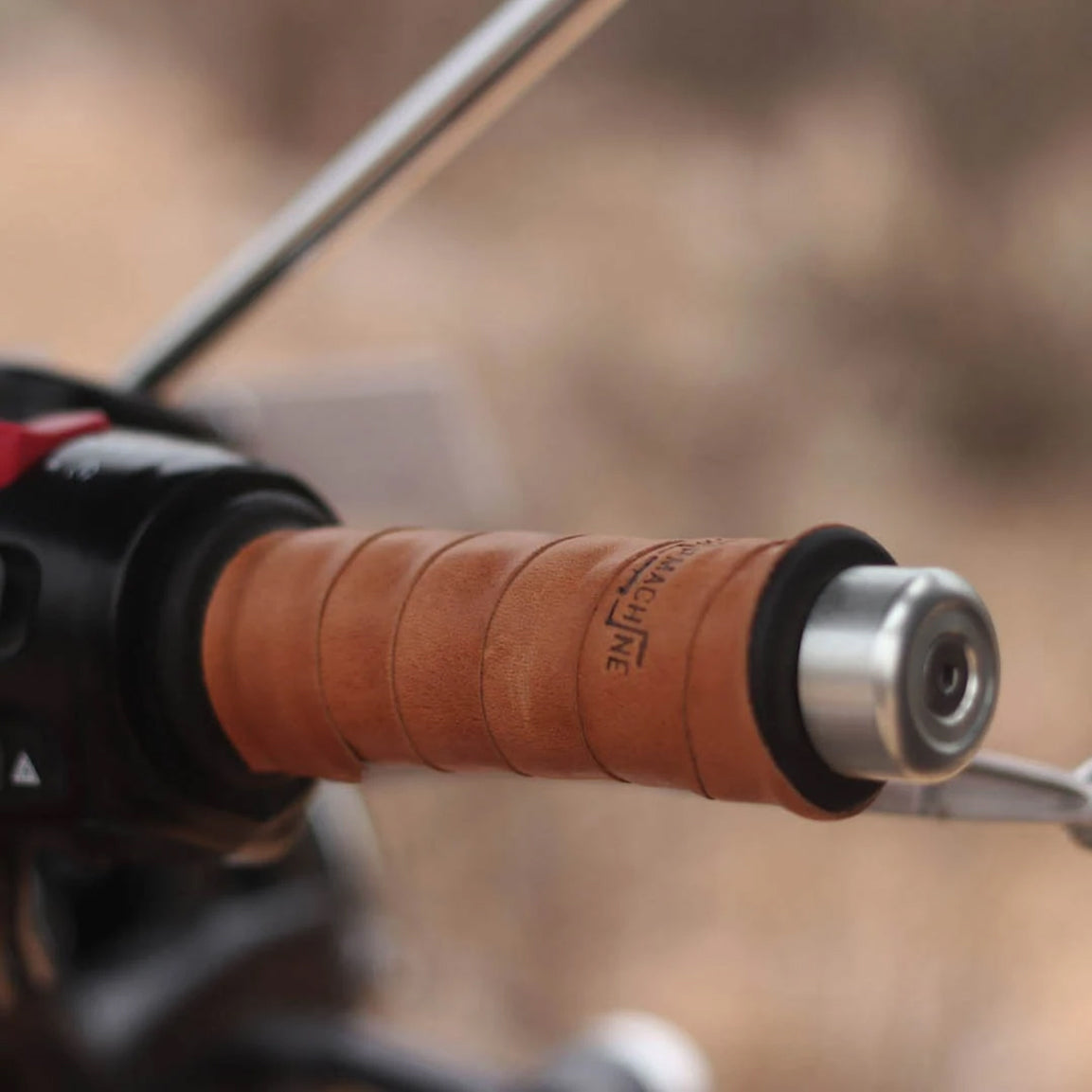 Tripmachine Grips Wrap - vintage tan brown. Motorrad-Griffbänder aus echtem Leder