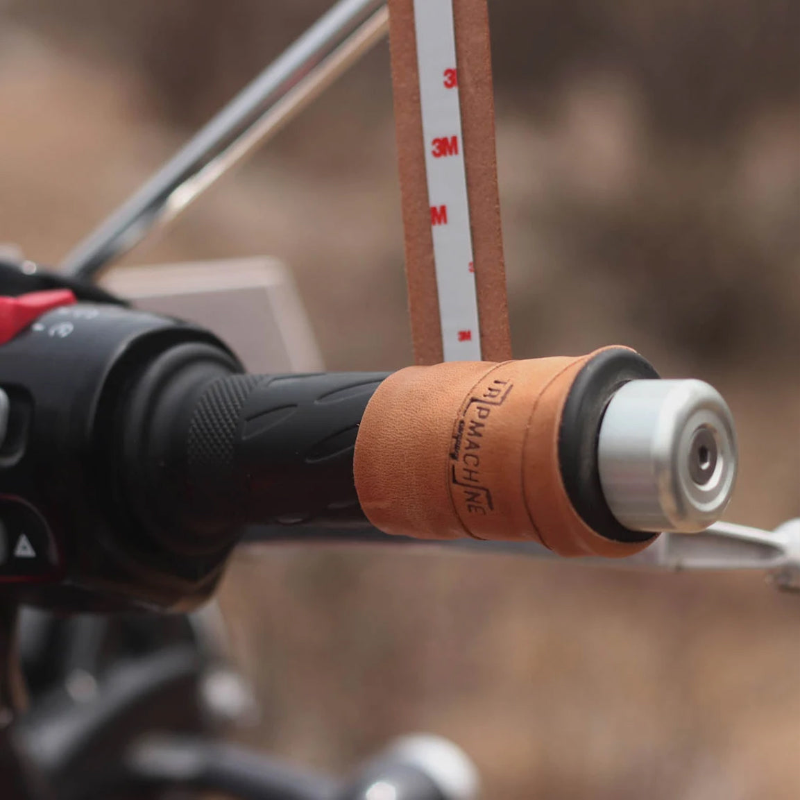 Tripmachine Grips Wrap - vintage tan brown. Motorrad-Griffbänder aus echtem Leder