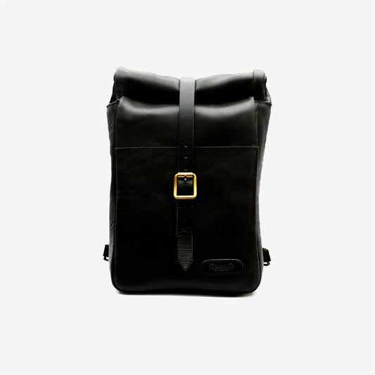 Tripmachine Mini Pannier Classic - black. Klassische Motorrad-Gepäcktasche aus schwarzem Leder im Retro-/Vintage-Stil, perfekt für einen Ein-Tages Ausflug. Einfaches Montagesystem an nahezu jedem Motorrad möglich.