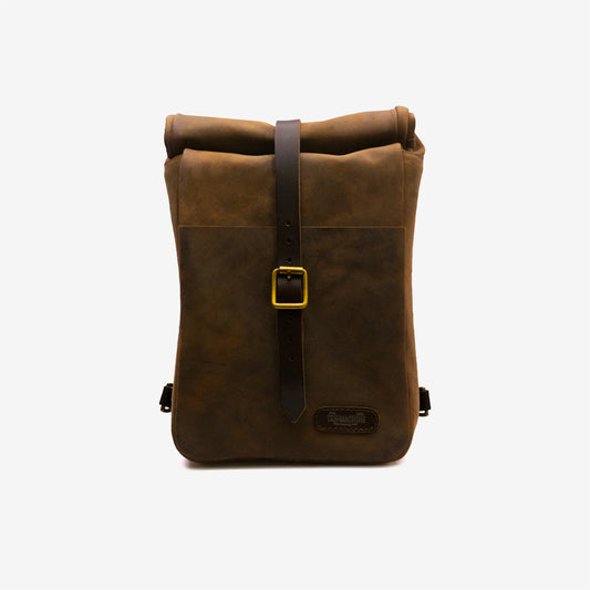 Tripmachine Mini Pannier Classic - tobacco. Klassische Motorrad-Gepäcktasche aus dunkelbraunen Leder im Retro-/Vintage-Stil, perfekt für einen Ein-Tages Ausflug. Einfaches Montagesystem an nahezu jedem Motorrad möglich.