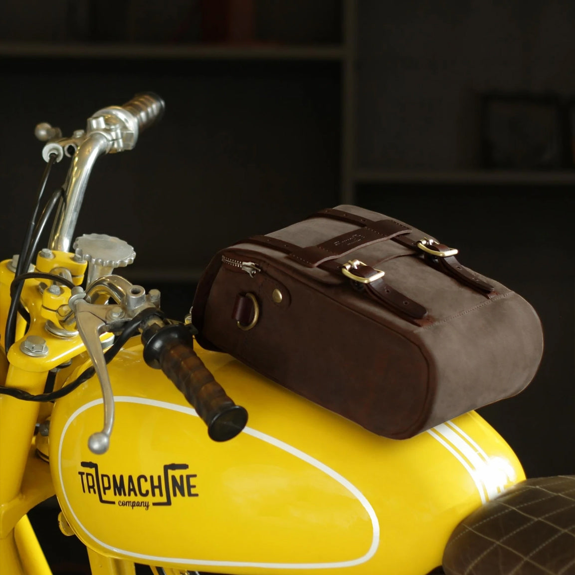 Tripmachine Vintage Tank & Tail Motorrad-Tankrucksack aus Leder - tobacco brown