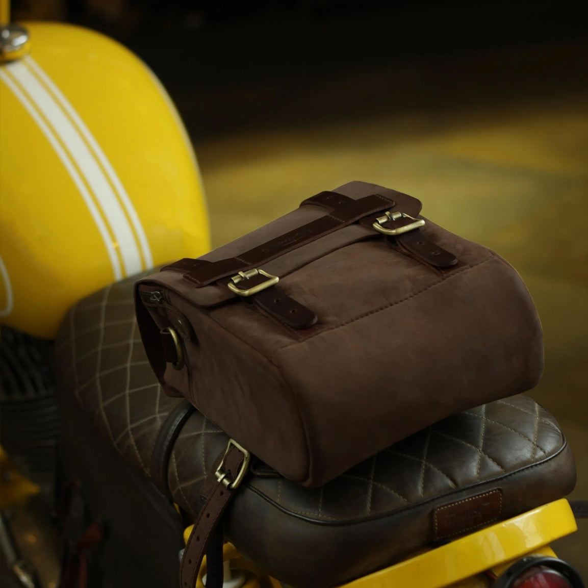 Tripmachine Vintage Tank & Tail Motorrad-Tankrucksack aus Leder - tobacco brown