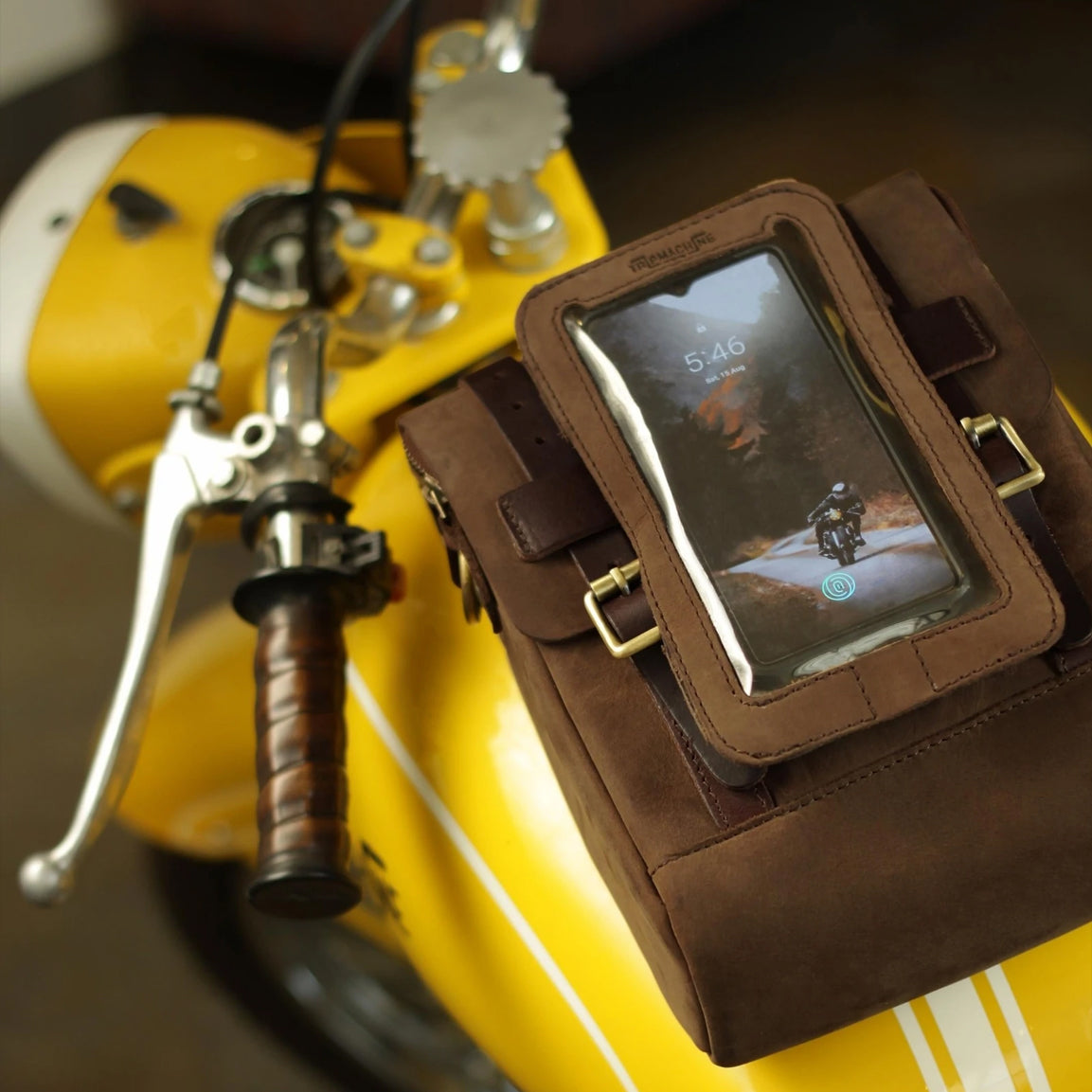 Tripmachine Vintage Tank & Tail Motorrad-Tankrucksack aus Leder - tobacco brown