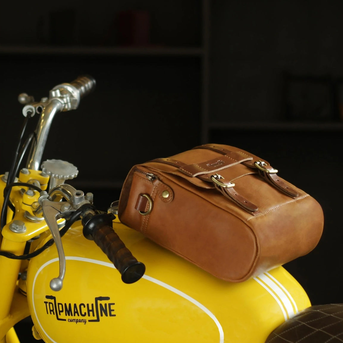 Tripmachine Vintage Tank & Tail Motorrad-Tankrucksack aus Leder - vintage tan brown