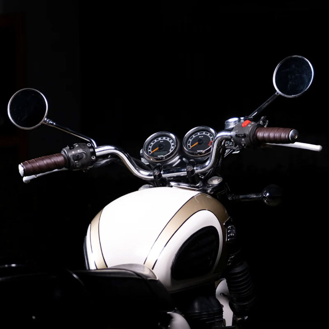Trip Machine Grips Wrap Motorrad-Griffband aus Leder - Caffeine