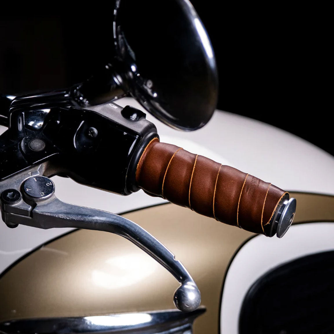 Trip Machine Grips Wrap Motorrad-Griffband aus Leder - Cognac