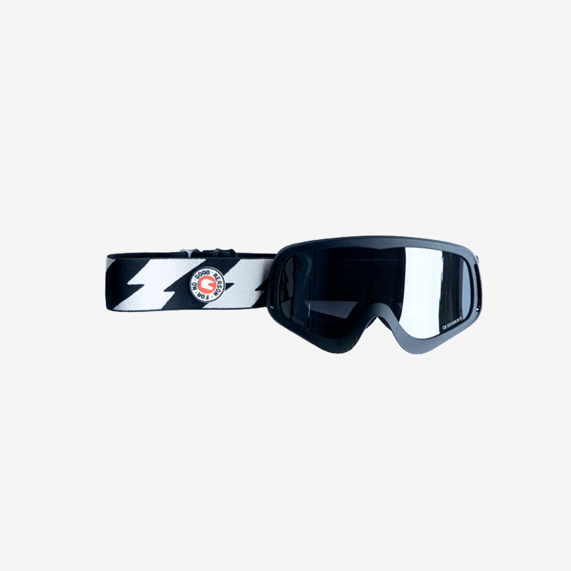 ROEG® Peruna Grey Bolts Motorrad-Goggle - black-offwhite/black strap / one size