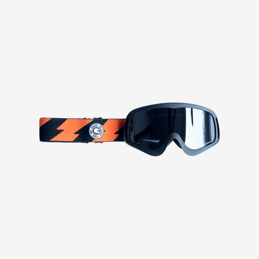 ROEG® Peruna Orange Bolts Motorrad-Goggle - black-orange/black strap / one size