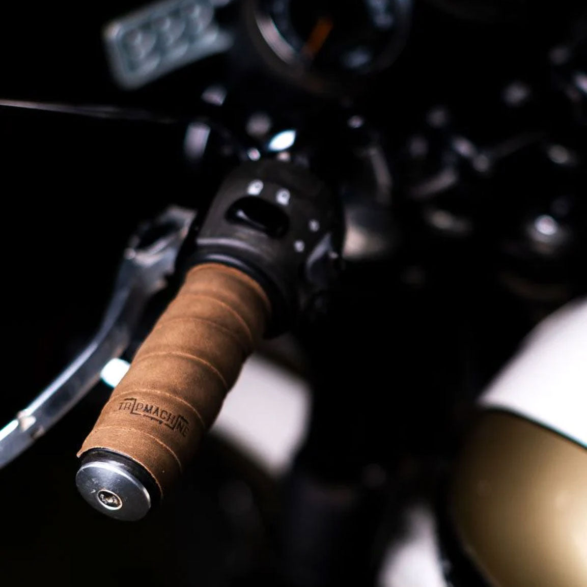 Trip Machine Grips Wrap Motorrad-Griffband aus Leder - Tobacco Brown
